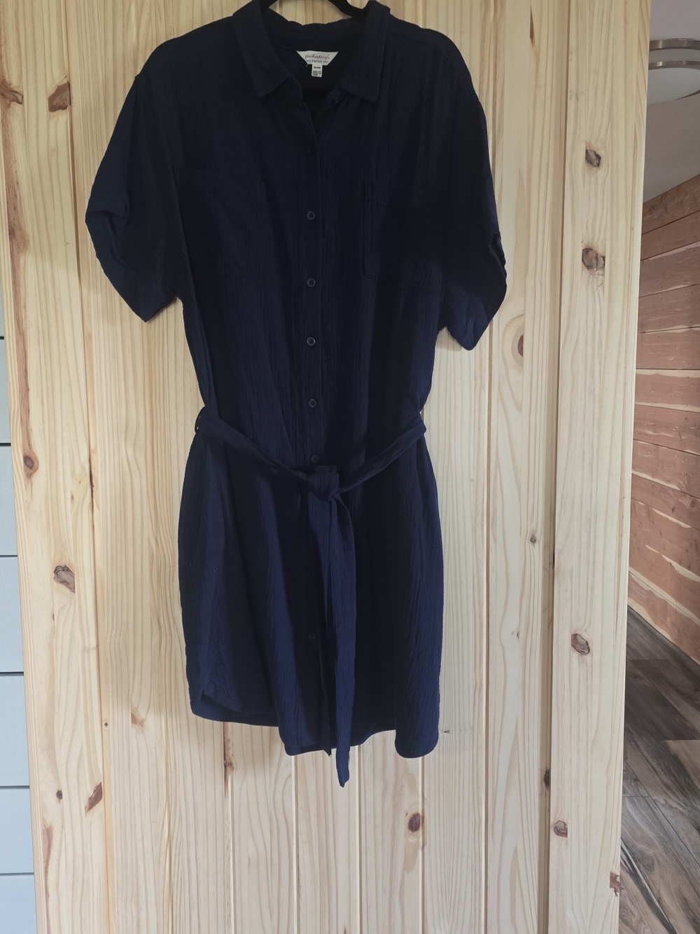 Vintage Weatherproof Navy Button-Front Midi Dress